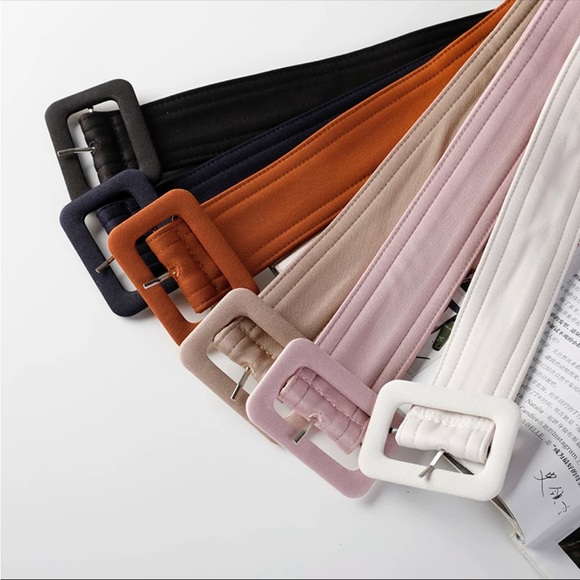 Japanese Pastel Lilac Purple Thick Big Rectangular Formal Fabric Buckle Belt - Picture 2 of 2